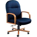 Global® Mid-Back Manager Chair with Wooden Oak Arms; Blue