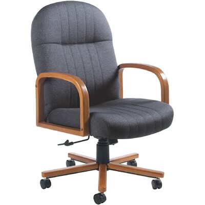 Global® Mid-Back Manager Chair with Wooden Oak Arms; Grey