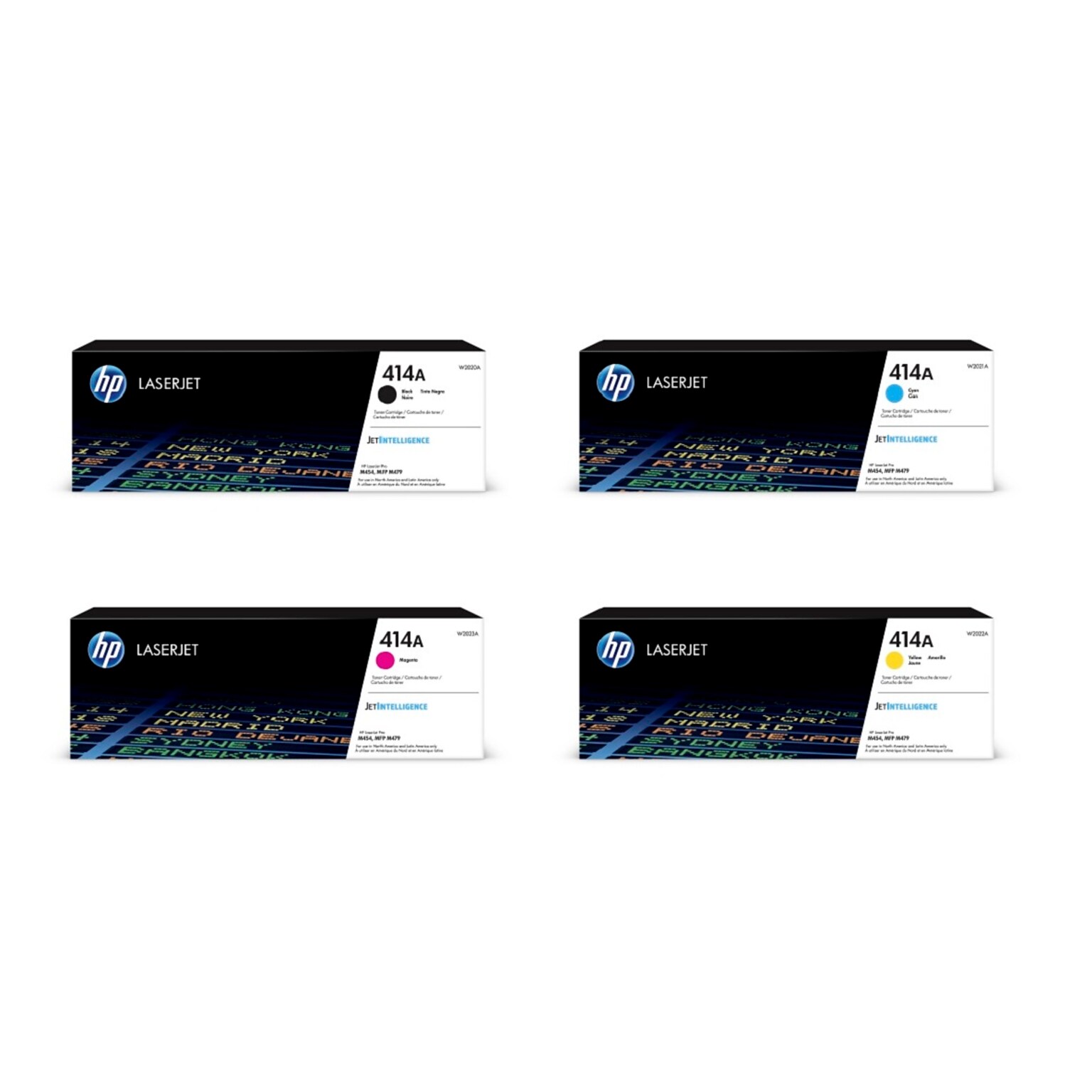 HP 414A Black/Cyan/Magenta/Yellow Standard Yield Toner Cartridge Set, 4/Pack