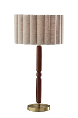 Adesso Laine 27.5H Incandescent Table Lamp, Antique Brass/Walnut/Beige (4343-15)