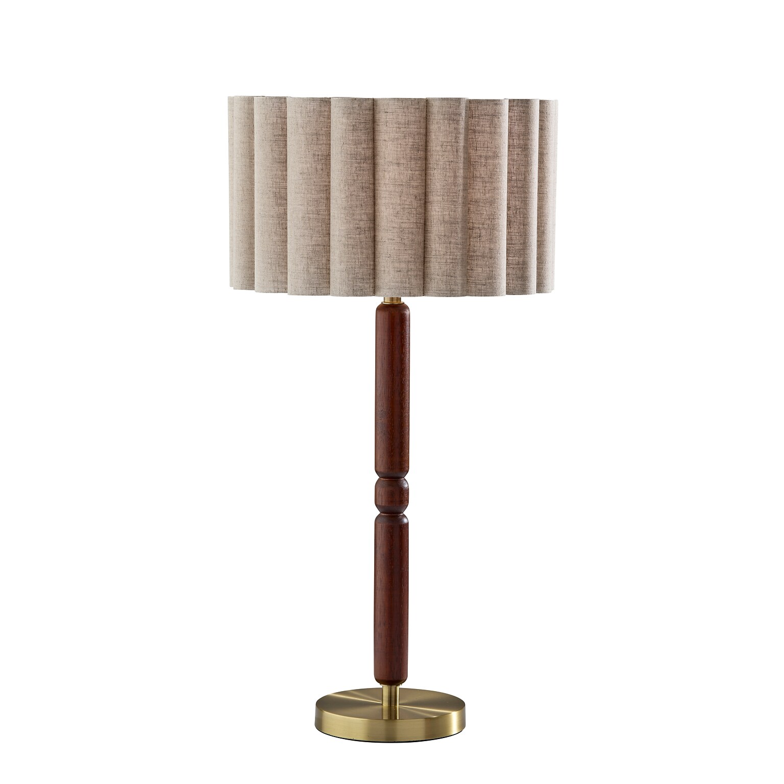 Adesso Laine 27.5H Incandescent Table Lamp, Antique Brass/Walnut/Beige (4343-15)