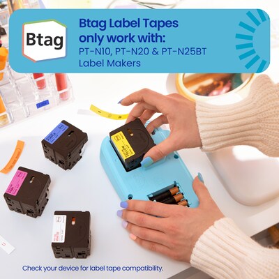 Brother Genuine P-touch Btag Black on Orange Label Tape, 1/2 in x 13.1 ft (12 mm x 4 m) (BTAGT31)