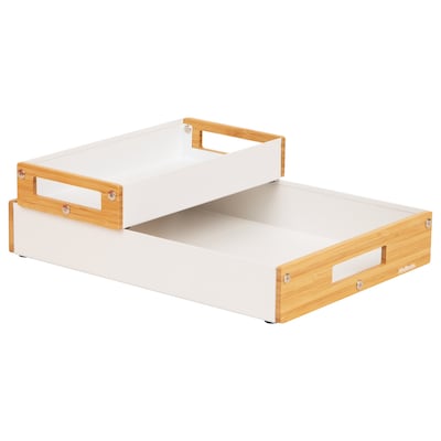 Mind Reader 2-Compartment Metal/Wood Tiered Desktop Organizer Trays, White (2TRAY-WHT)