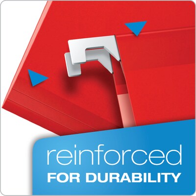 Pendaflex Reinforced Hanging File Folders, 1/5 Tab, Letter Size, Red, 25/Box (04152 1/5 RED)