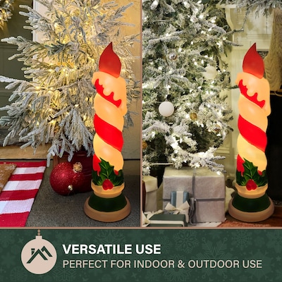 Fraser Hill Farm 40” Candle with Holly Christmas Blow Mold (FFBM-1CND-MLT)