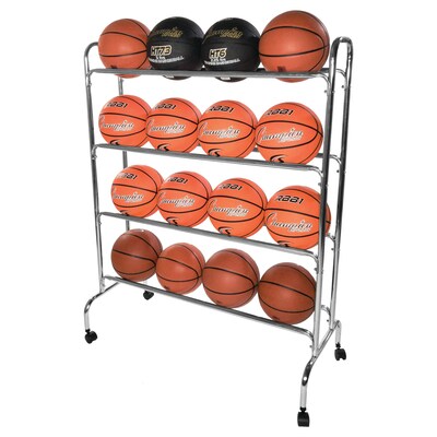 Champion Sports 4 Tier Portable Ball Cart, Silver (CHSBRC4)