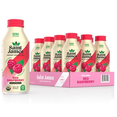 Saint James Organic Red Raspberry Black Tea Bottles, 16 oz., 12/Pack (72151A)