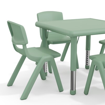 Flash Furniture Emmy Square Activity Table Set, 24" x 24", Height Adjustable, Sage (YCX232SQRTBSGEE)