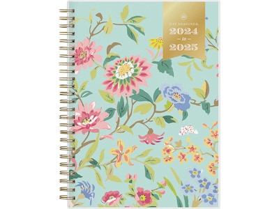 2024-2025 Blue Sky Day Designer Climbing Floral Mint 5.88" x 8.63" Academic Weekly & Monthly Planner, Plastic Cover