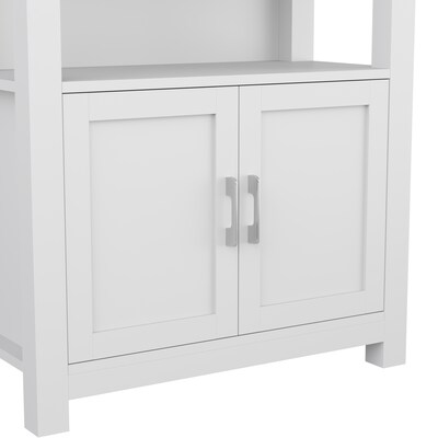 Martha Stewart Hutton 68" 4-Shelf Shaker Style Bookcase w/ Cabinet, Gray Engineered Wood/Brushed Nickel Hardware (ZG053GY)