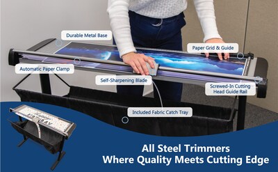 United Commercial 38 Rotary Paper Cutter with Stand and Catch Tray, Silver/Black (RT37S)