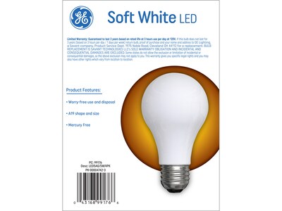 GE 5 Watt Soft White LED General-Purpose Bulb, 4/Pack (99176)