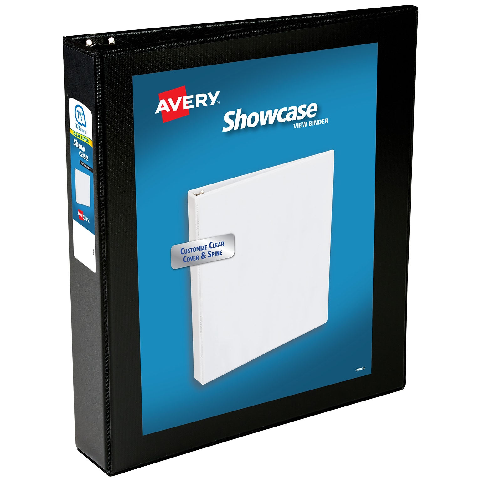 Avery Showcase 1 1/2 3-Ring View Binders, Slant Ring, Black (19650)