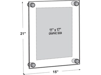 Azar Floating Frame with Standoff Caps, 11" x 17", Clear/Silver Acrylic, 4/Pack (105508-SLV-4PK)