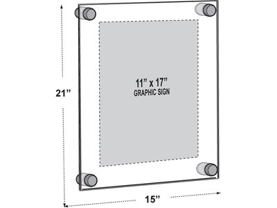 Azar Floating Frame with Standoff Caps, 11 x 17, Clear/Black Acrylic, 4/Pack (105508-BLK-4PK)