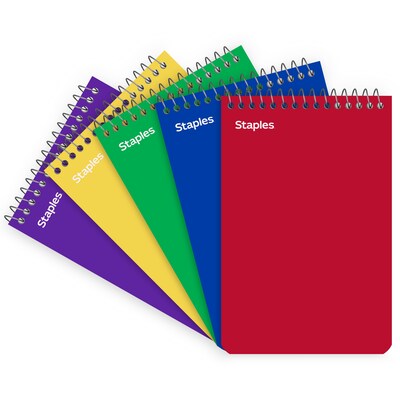 Staples Memo Pad, 4 x 6, College Ruled, Assorted Colors, 50 Sheets/Pad, 5 Pads/Pack (ST11494N)