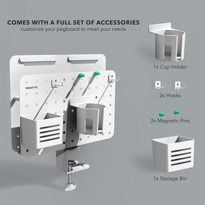Mount-It! 360° Rotating Pegboard and Document Organizer with Accessories for Desks, White (MI-7301WHT)
