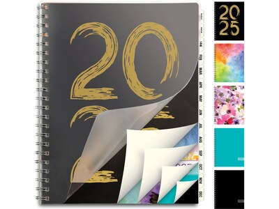 2025 Global Printed Products 8.5" x 11" Calendar Year Weekly & Monthly Planner, Plastic Cover, Black/Gold (SPLS25-8511-F)
