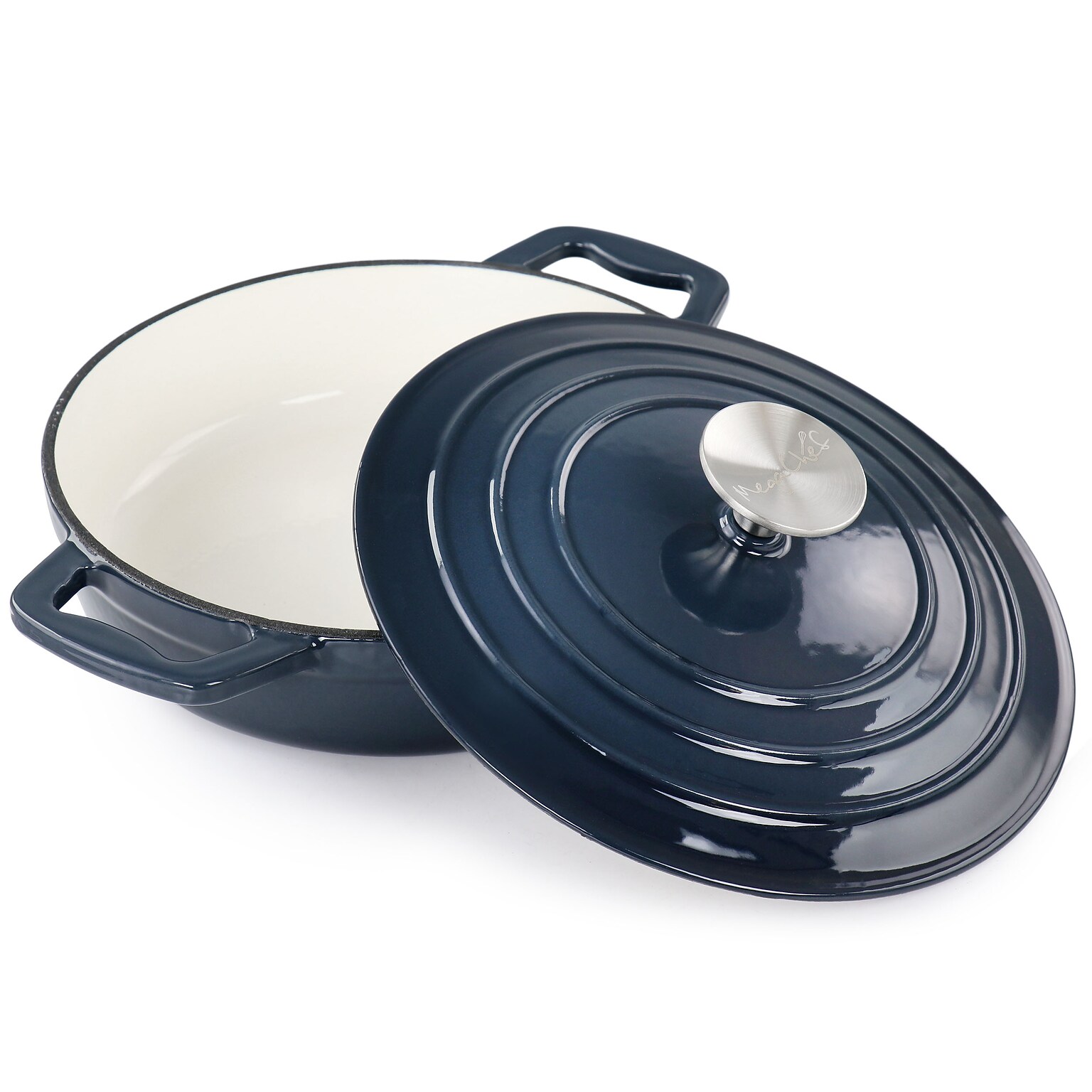 MegaChef Cast Iron 2 Quart Dutch Oven, Dark Blue (936119981M)