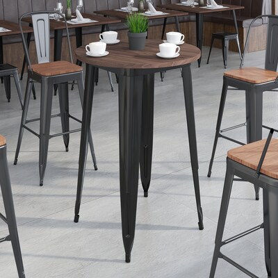 Flash Furniture Metal/Wood Restaurant Bar Table, 42"H, Black (CH5109040M1BK)