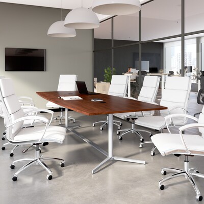 Bush Business Furniture 120W x 48D Boat Shaped Conference Table with Metal Base, Hansen Cherry (99TB