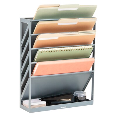 Mind Reader 5-Compartment Mountable Plastic Vertical File Storage, Gray  (WALLANCH-GRY)