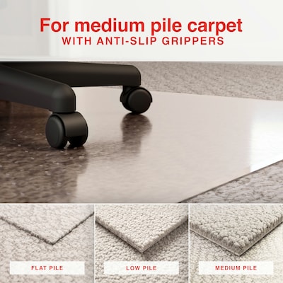 Quill Brand® PlushMat Carpet Chair Mat, 46" x 60'', Crystal Clear (20235-CC)