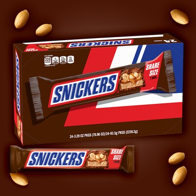 Snickers Share Size Milk Chocolate Candy Bars, 3.29 oz., 24/Box (MMM32252)