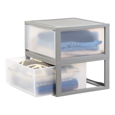 Iris Stackable Storage Drawer, Gray, 2/Pack (500257)