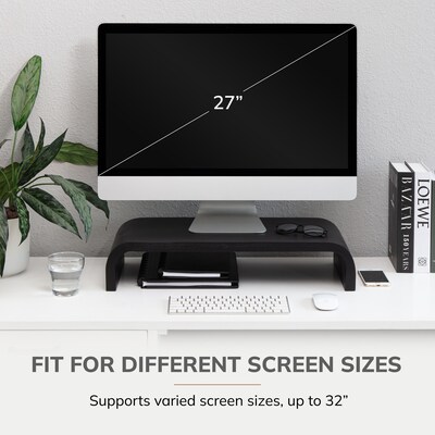 Anji Mountain Mango Wood Monitor Stand, Up to 32" Monitor, Black (MS-CRV-BLK)