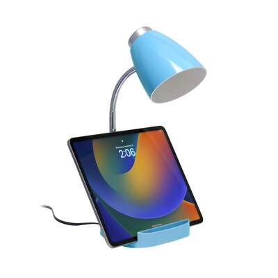 Creekwood Home 18.5" Flexible Gooseneck Organizer Desk Lamp with Stand, Blue (CWD-1001-BL)