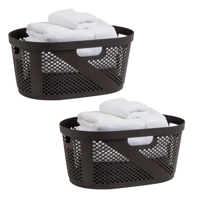 Mind Reader 10.57-Gallon Laundry Basket with Handles, Plastic, Brown, 2/Set (2HHAMP40-BRN)