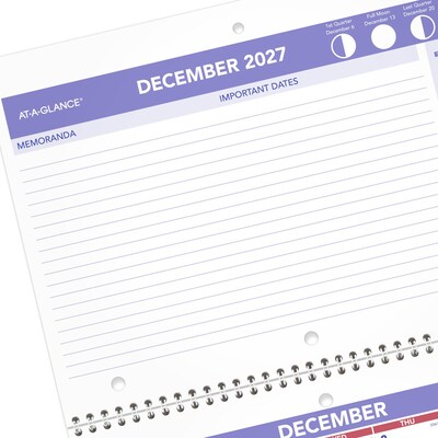2026-2027 AT-A-GLANCE 11" x 8" Academic Monthly Desk or Wall Calendar, Purple/Red (SK16-16-27)