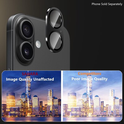 SaharaCase ZeroDamage Glass Camera Lens Protector for Apple iPhone 16/16 Plus, Black (ZD00159)