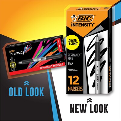 BIC Intensity Permanent Marker, Fine Point, Black, 12/Pack (31531/GPM11BK)