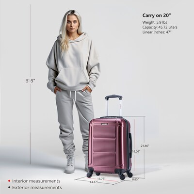 InUSA Pilot 20" Hardside Suitcase, 4-Wheeled Spinner, TSA Checkpoint Friendly, Wine (IUPIL00S-WIN)