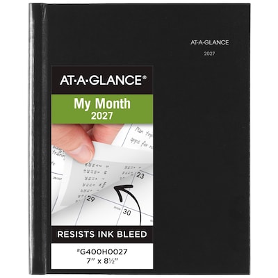 2027 AT-A-GLANCE DayMinder 7 x 8.5 Monthly Planner, Faux Leather Cover, Black (G400H-00-27)