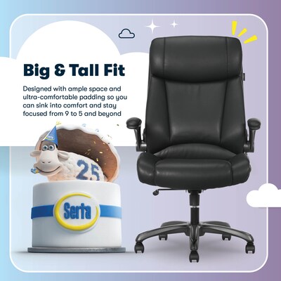 Serta Torrington Ergonomic Polyurethane Big & Tall Chair, 400 lb. Capacity, Black (52399-BLK)