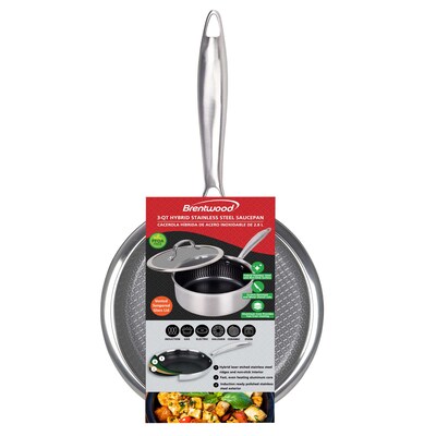 Brentwood 3-Qt. Saucepan With Glass Lid, Stainless Steel (B-SPH20L)