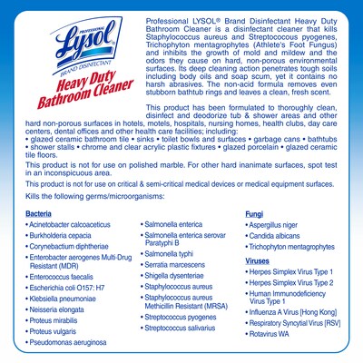 Lysol Professional Heavy Duty Bathroom Cleaner, 128 Oz., Concentrate, 4/Carton (36241-94201)