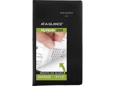 2025 AT-A-GLANCE DayMinder 3.5 x 6 Monthly Planner, Poly Cover, Black (SK53-00-25)