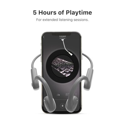 Open-Ear Bone Conduction Headphones Neckband Open-Ear Design IPX5 Sweat Resistant Gray