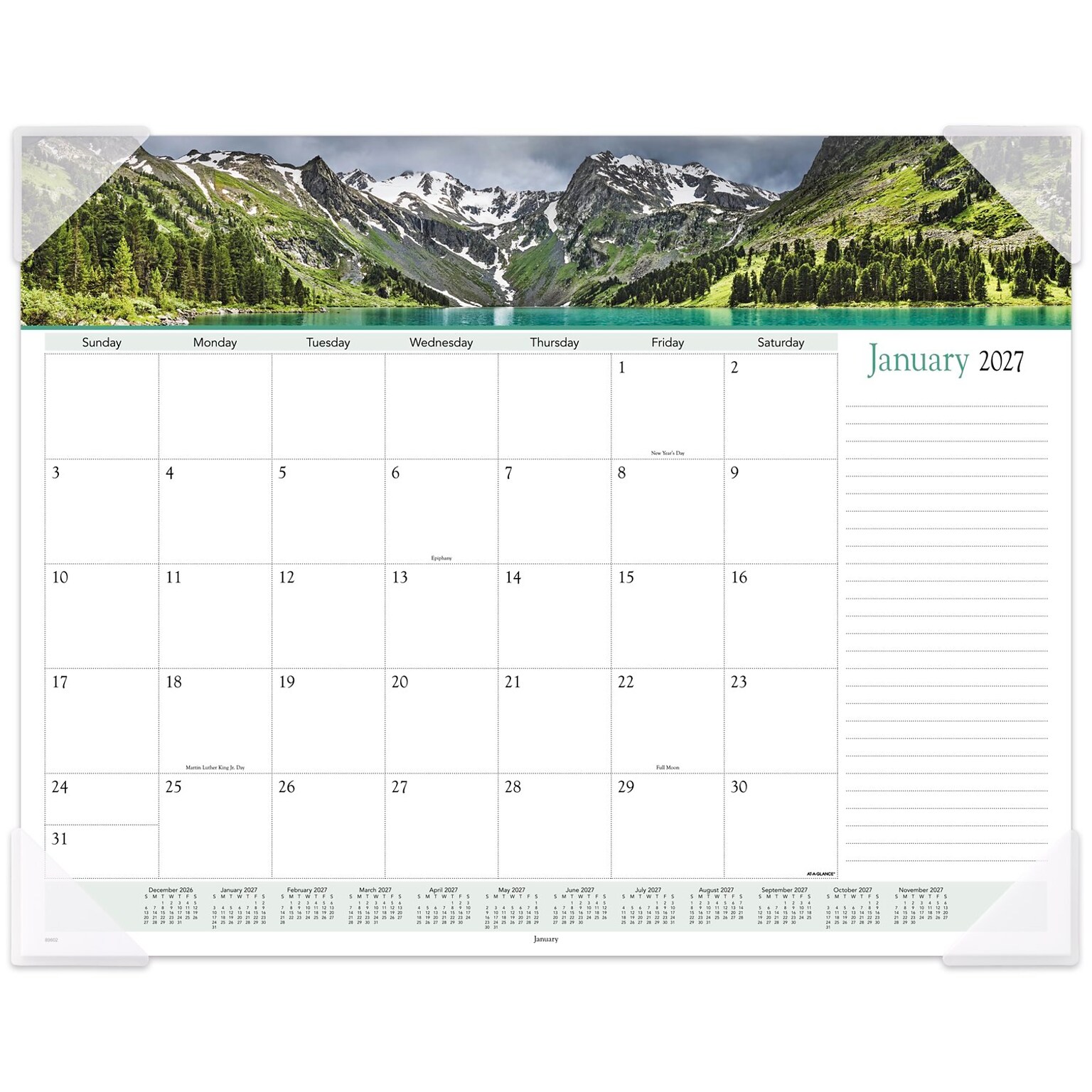 2027 AT-A-GLANCE Panoramic Landscape 21.75 x 17 Monthly Desk Pad Calendar (89802-27)