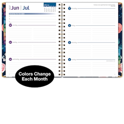 2027 Excello Brands 7.8" x 9" Weekly & Monthly Standard Planner, Paperboard Cover, Navy Floral (FSHN-CY27-79-84)