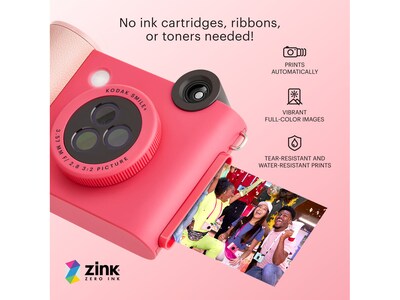 Kodak Smile+ 5 Megapixels Digital Instant Print Camera, Fuchsia (RODSMPCAMFS)