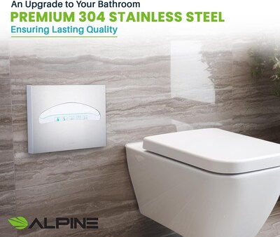 Alpine Industries Toilet Seat Cover Dispenser, Half-Fold, Stainless Steel (483-PKG)