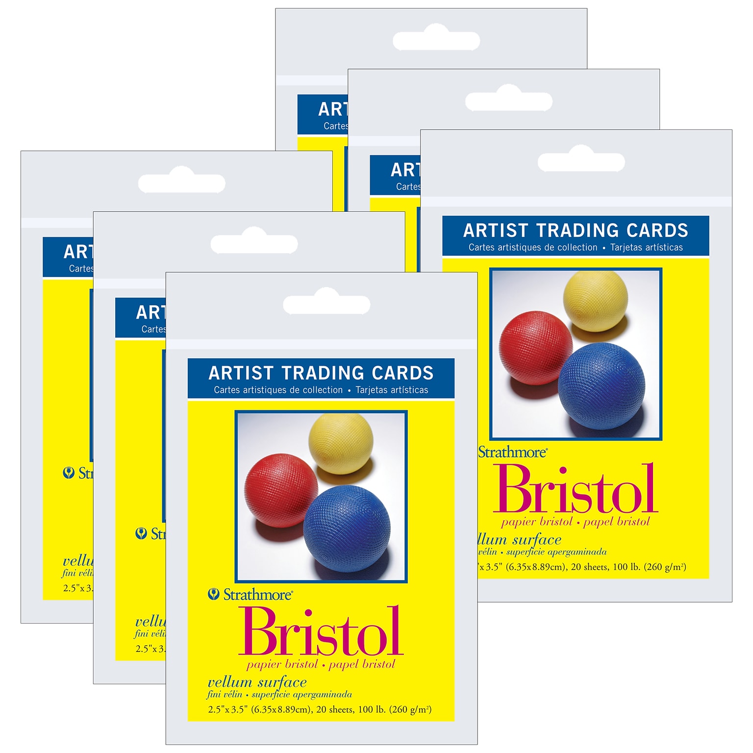 Strathmore 300 Series Artist Trading Cards Bristol Pack, 2.5 x 3.5, 20 Sheets/Pack, 6 Packs/Bundle (STTP105902-6)