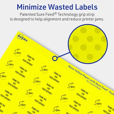 Avery Rectangle Laser/Inkjet Multipurpose Labels, 2/3" x 1-3/4", Neon Yellow (3520/Box)