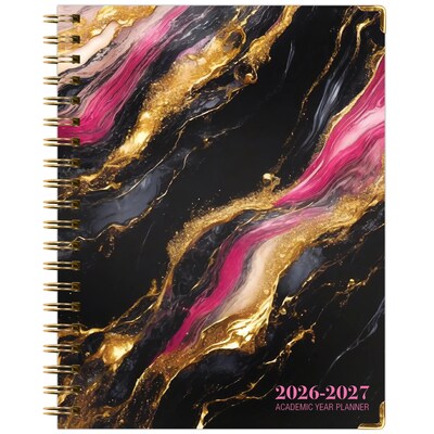 2026-2027 Excello Brands 8.5" x 11" Academic Weekly & Monthly Planner, Paperboard Cover, Dark Gold Marble (FSHN-AY26-8511-55)