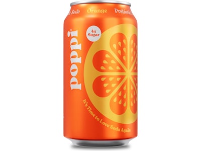 Poppi Prebiotic Orange Soda, 12 fl. oz., 12 Cans/Case (XNA71017)